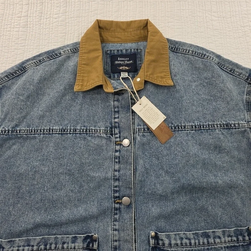 Ashley Vintage Charm Chore Jacket Mens L Large Denim NEW Deep Pockets NWT‎ Barn